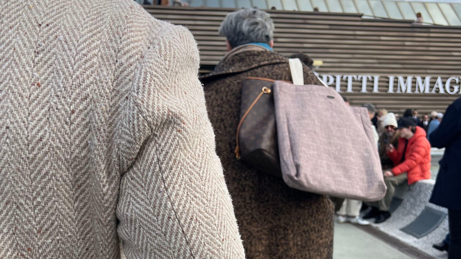pitti uomo manteau beige marron