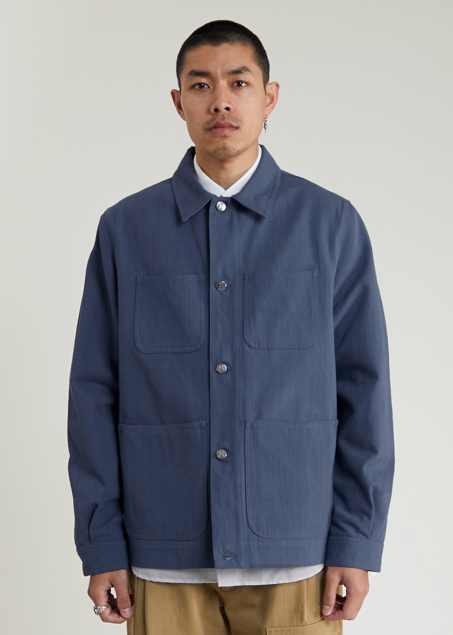 Veste Kamikoshi en canevas italien de coton recyclé bleu orage - 2